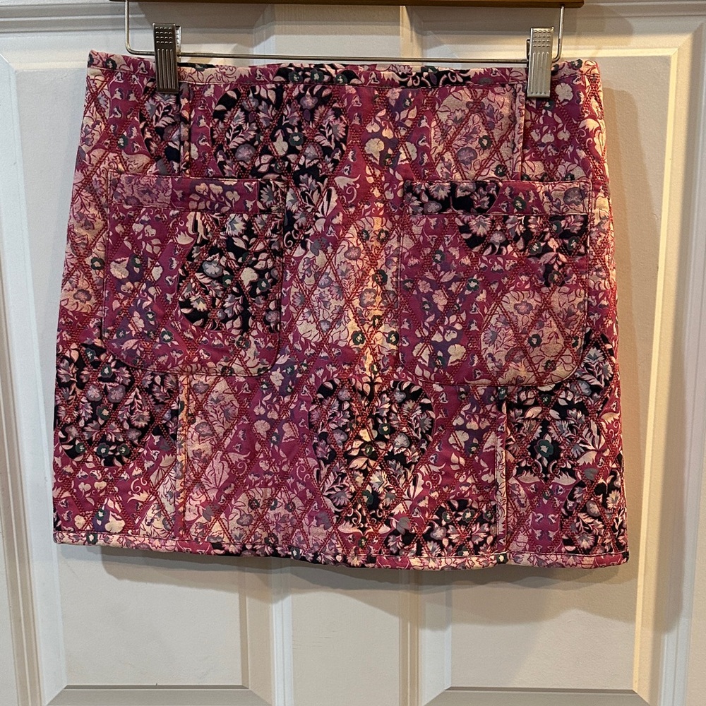Free People Floral Patchwork Mini Skirt in Pink and Purple